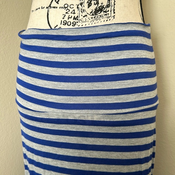 Blue / Gray Striped Maxi Skirt - Picture 2 of 3